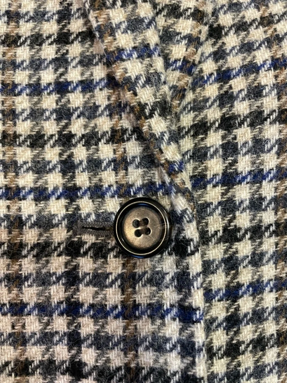 J. Crew Campbell Houndstooth Blazer Moon 100% Wool Blazer in Cream, Blue & Brown - Picture 12 of 13